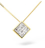 The Diamond Store.co.uk 18KY Princess Cut Diamond Square Slider Pendant 0.40CT