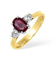 The Diamond Store.co.uk 18KY Ruby Ring with Diamond Shoulder Detail 0.20CT