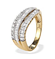 The Diamond Store.co.uk 9K Gold Baguette and Brilliant Diamond Eternity Wave Ring