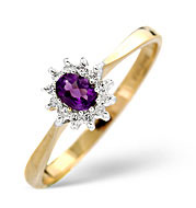 The Diamond Store.co.uk 9K Gold Diamond and Amethsyt Ring 0.06CT