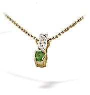 The Diamond Store.co.uk 9K Gold Diamond and Emerald Drop Necklace (0.05ct 0.17ct)