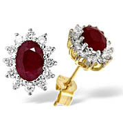 9K Gold Diamond and Ruby Earrings 0.36CT