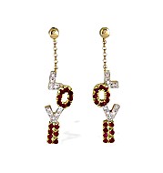 The Diamond Store.co.uk 9K Gold Diamond and Ruby Love Earrings