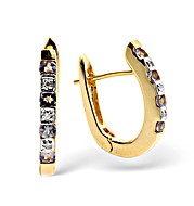 9K Gold Diamond and Tanzanite Earrings
