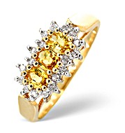 The Diamond Store.co.uk 9K Gold Diamond and Yellow Sapphire Cluster Ring