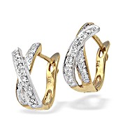 The Diamond Store.co.uk 9K Gold Diamond Crossover Earrings (0.20ct)