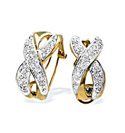 The Diamond Store.co.uk 9K Gold Diamond Crossover Earrings