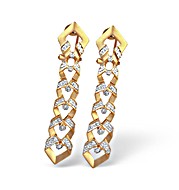The Diamond Store.co.uk 9K Gold Diamond Design Drop Earrings