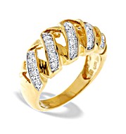 The Diamond Store.co.uk 9K Gold Diamond Detail Weave Ring