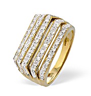 The Diamond Store.co.uk 9K Gold Diamond Five Row Box Style Ring