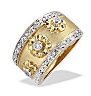The Diamond Store.co.uk 9K Gold Diamond Flower Design Ring