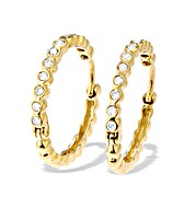 The Diamond Store.co.uk 9K Gold Diamond Hoop Earrings