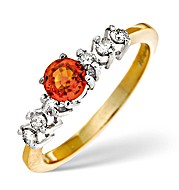 The Diamond Store.co.uk 9K Gold Diamond Orange Sapphire Ring