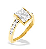 9K Gold Diamond Pave Wedge Ring