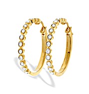 The Diamond Store.co.uk 9K Gold Diamond Rubover Hoop Earrings (0.44ct)
