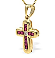 The Diamond Store.co.uk 9K Gold Diamond Ruby Cross Pendant with Diamond Centre Stone 0.05CT R 0.27CT