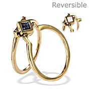 The Diamond Store.co.uk 9K Gold Diamond Sapphire Reversable Ring