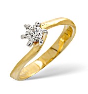 The Diamond Store.co.uk 9K Gold Diamond Solitaire Twist Ring