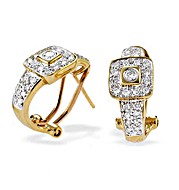 9K Gold Diamond Square Design Earrings