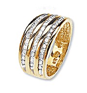 The Diamond Store.co.uk 9K Gold Diamond Three Row Channel Set Ring