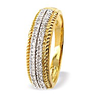 The Diamond Store.co.uk 9K Gold Diamond Two Row Eternity Ring with Gold Detail