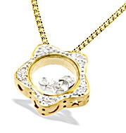 The Diamond Store.co.uk 9K Gold Flower Design Floating Diamond Pendant