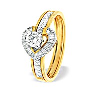 The Diamond Store.co.uk 9K Gold Heart Style Baguette Ring Mount with Shoulder Detail