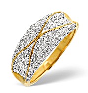 The Diamond Store.co.uk 9K Gold Pave Set Diamond Ring