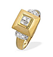The Diamond Store.co.uk 9K Gold Princess Cut Square Diamond Ring