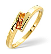 The Diamond Store.co.uk 9K Gold Princess Cut Yellow Sapphire Twist Ring