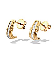 The Diamond Store.co.uk 9K Gold Princess Diamond Channel Set Earrings