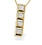 The Diamond Store.co.uk 9K Gold Princess Diamond Pendant(0.25ct)