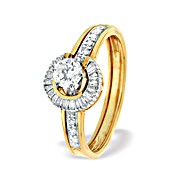 The Diamond Store.co.uk 9K Gold Round Style Baguette Ring Mount with Shoulder Detail