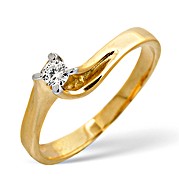 The Diamond Store.co.uk 9K Gold Single Stone Diamond Twist Ring
