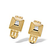 The Diamond Store.co.uk 9K Gold Square Diamond Earrings (0.21ct)