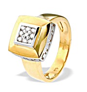 The Diamond Store.co.uk 9K Gold Square Diamond Ring