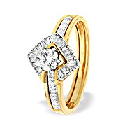 The Diamond Store.co.uk 9K Gold Square Style Baguette Ring Mount with Shoulder Detail