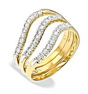 The Diamond Store.co.uk 9K Gold Three Row Claw Set Diamond Ring