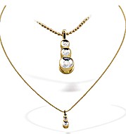 The Diamond Store.co.uk 9K Gold Three Stone Diamond Drop Necklace (0.13CT)