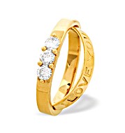 The Diamond Store.co.uk 9K Gold Three Stone Diamond Love You Ring