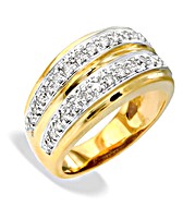 The Diamond Store.co.uk 9K Gold Two Row Diamond Ring