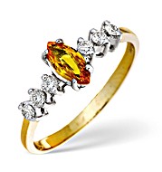 The Diamond Store.co.uk 9K Gold Yellow Sapphire Ring with Diamonds on Shoulders