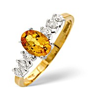 The Diamond Store.co.uk 9K Gold Yellow Sapphire Ring with Shoulder Diamonds