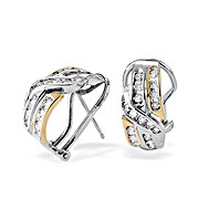 9K Two Tone Diamond Channel Set Earrings