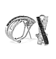 9K White Gold Diamond and Black Diamond Crossover Earrings