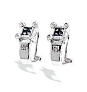 9K White Gold Diamond and Sapphire Detail Earrings