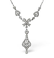 The Diamond Store.co.uk 9K White Gold Diamond Bow Design Drop Necklace 0.25CT Necklace