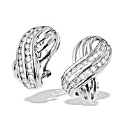 The Diamond Store.co.uk 9K White Gold Diamond Channel Set Crossover Earrings