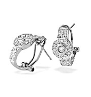 9K White Gold Diamond Circle Detail Earrings