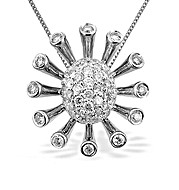 The Diamond Store.co.uk 9K White Gold Diamond Cluster Flower Flare Pendant (0.90ct)